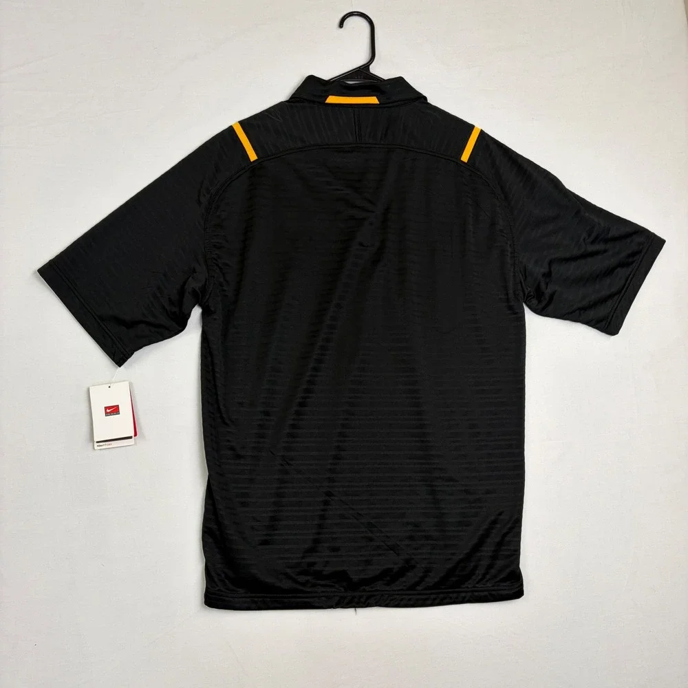 Nike Appalachian State Football Polo Shirt Mens Medium Black Yellow Nike FIT DRY
